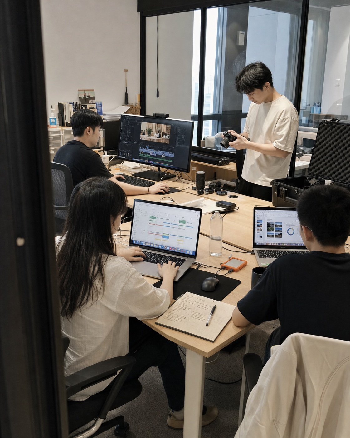 待见文化年轻团队协作工作场景示意